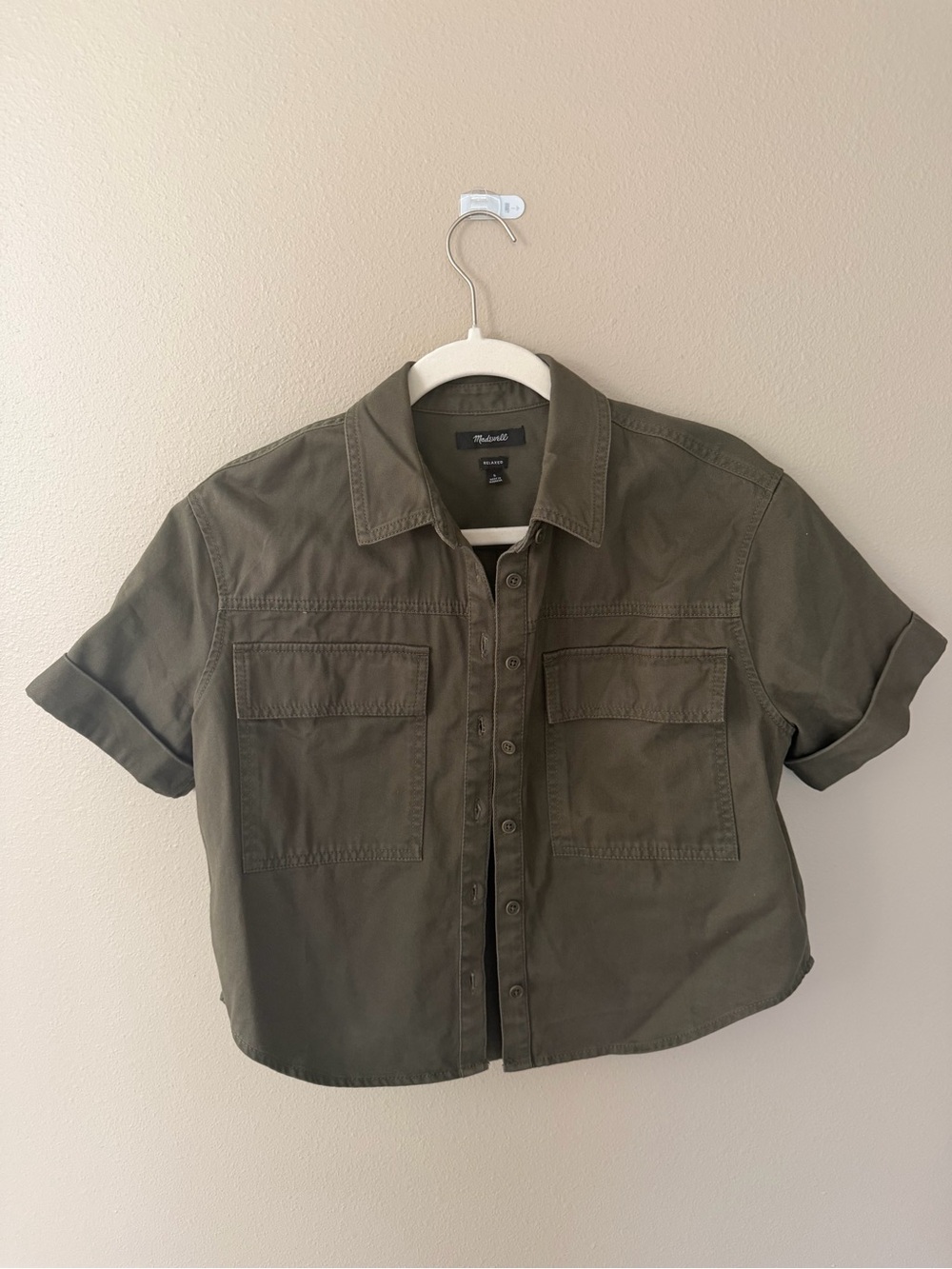 Madewell Olive Short-Sleeve Button-Front Utility Shirt
